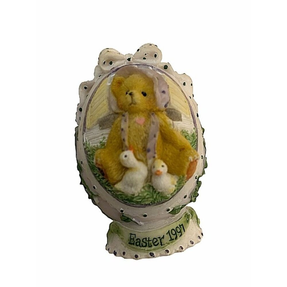 Cherished Teddies 1997 Easter Figurine Teddy Bear Ducks & Ivy Design 2.5"‎ Res